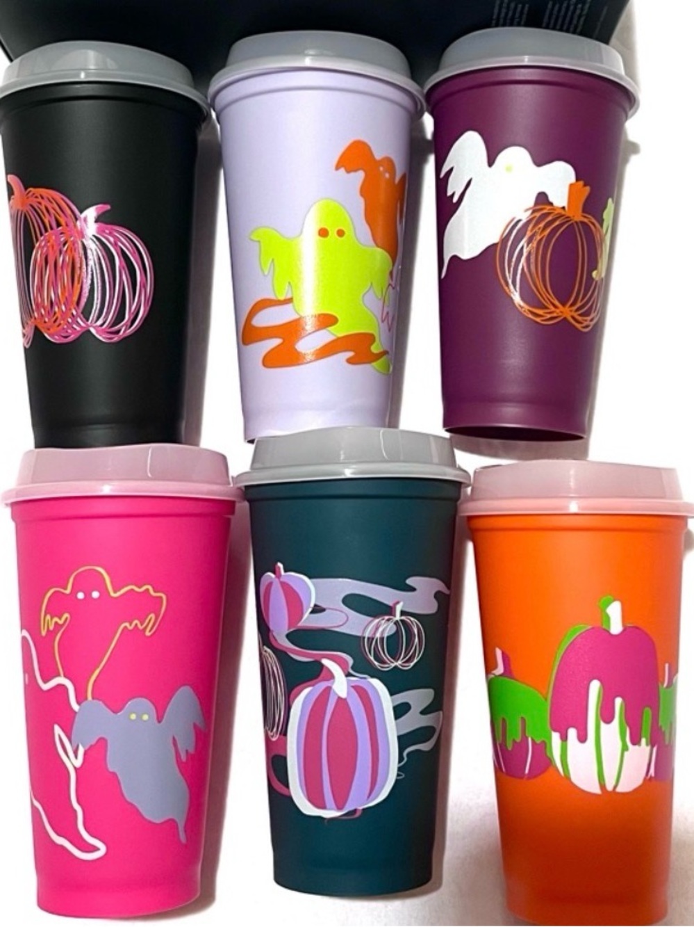 Starbucks Glow-in-the-Dark Reusable Cups - Pink and Orange